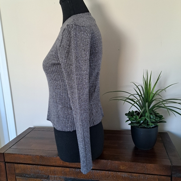 H&M Divided Sweater Women's Large Heathered Grey Ribbed Long Sleeve Top - Picture 2 of 10